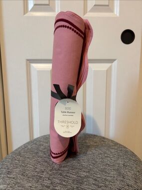 Threshold Target 72"x14" Embroidered Scalloped Table Runner Pink